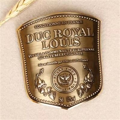 Self Adhesive Bright Gold Embossed Curved Metal Stickers Liquor Wine Perfume Bottle Aluminum Labels
